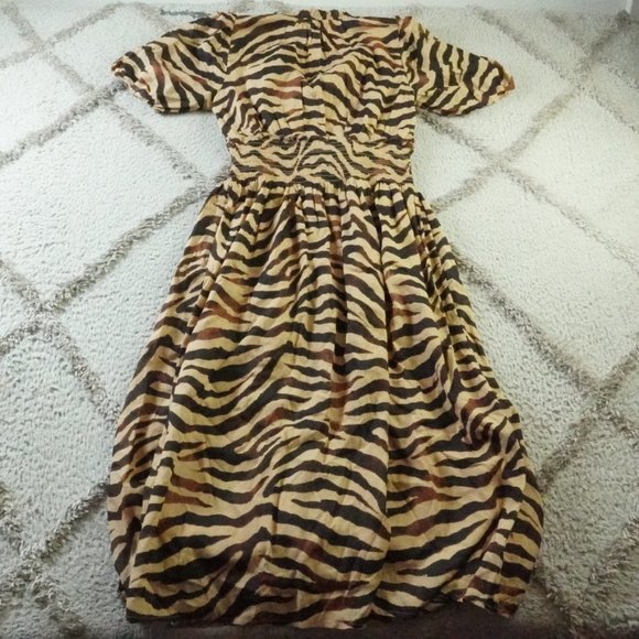 J.Crew Smocked-Waist Cotton Voile Dress in Zebra Stripe Womens Small - Picture 12 of 13